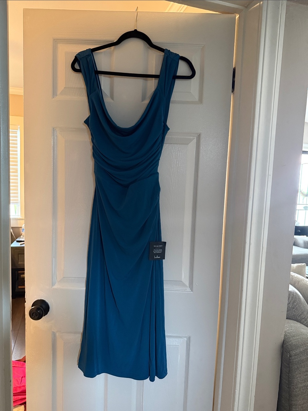 lululemon athletica Teal Sleeveless Draped Midi Dress